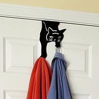 Evelots Cat Over The Door Hooks for Hanging - Black - Over The Door Organizer - Strong Metal Hooks