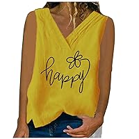 Womens T Shirts for Spring Womens Summer Loose Sleeveless V Neck Cotton Solid Color Shirt Tank Top Summer Shir
