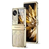 Phone Case Compatible with OPPO Find N3 Flip Case with Hinge+Camera Lens Protector,Slim Thin Shockproof PC Fashion Protective Case Compatible with Find N3 Flip Rugged Electroplating Cover ( Color : Go