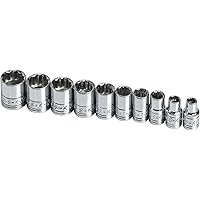 SK Professional Tools 1340 10-Piece 1/4 in. Drive 12-Point STD/Deep Metric Socket Set - Chrome Socket Set with Super Chrome Finish | Set of 10 Sockets Made in USA