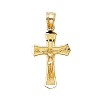 14KY Jesus Crucifix Cross Religious Pendant | 14K Yellow Gold Christian Jewelry Jesus Pendant Locket For Men Women | 21 mm x 13 mm Gold Chain Pendants | Weight 0.8 grams