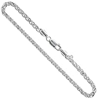 Sterling Silver 3mm Spiga Wheat Chain Necklaces & Bracelets for Women & Men Nickel Free Italy 7-30 inch