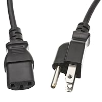 50 feet Computer/Monitor Power Cord, C13 Female to NEMA 5-15P Male Plug, 3 Pin, 18 AWG, SVT, 10 Amp, C13 to Nema 5-15P Power Cable for PC/Monitor, Black, CableWholesale