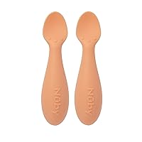 Silicone Mini Spoons - (2-Pack) Baby-Led Weaning Spoons for Babies - 4+ Months - Orange