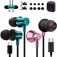 Couple USB C Headphones for Samsung S23 FE S22 Galaxy Z Flip Fold 5 4, Hi-Fi Stereo Earbuds Magnetic Bass Wired Earphone with Mic for iPhone 15 iPad Pro Air Oneplus Open 11 Google Pixel 8 Pro 7 6 6A