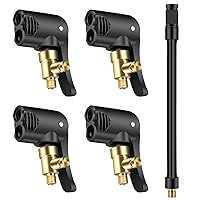 EEEKit Pack of 4 Car Tyres Air Chuck, 2 in 1 Tyre Air Chuck Air Pumps Clip Thread Nozzles Valve Connection Adapter with 16 cm Tyre Inflator Hose for Car Bicycle Motorcycle Truck