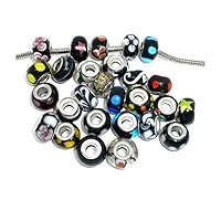 Ten Pack of Assorted Colors Glass Lampwork Murano Glass Beads for Snake Chain Bracelets