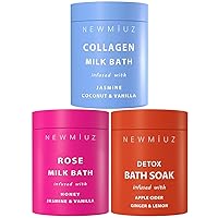 Luxury Handmade Natural Spa Milk Bath & Bath Soak Pack of 3 - Creamy Coconut Collagen Magnesium Epsom Salt & Vitamin C