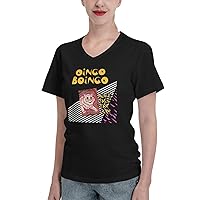 T Shirt Oingo Boingo Girl's V Neck Tee Summer Fashion Short Sleeves T-Shirts Black