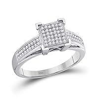 The Diamond Deal 10kt White Gold Womens Round Diamond Square Cluster Ring 1/5 Cttw