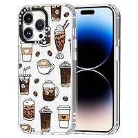 MOSNOVO for iPhone 14 Pro Max Case, [Buffertech 6.6 ft Drop Impact] [Anti Peel Off] Clear Shockproof TPU Protective Bumper Phone Cases Cover with Coffee Design for iPhone 14 Pro Max