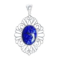 Lapis Lazuli Gemstone 925 Sterling Silver Pendant Pretty Looking Handmade Jewellery Birthday Gift
