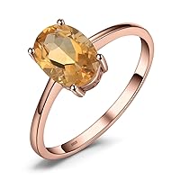 JewelryPalace Class Natural Gemstone Garnet Peridot Amethyst Citrine Blue Topaz Birthstone Solitaire Engagement Rings for Women, Anniversary 14K Gold Plated 925 Sterling Silver Promise Rings for Her