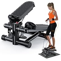 Mini Stepper for Exercise, Mini Stair Stepper 300 lb Capacity, Workout Stepper Machine for Exercise at Home, Step Machine with Resistance Bands, Black