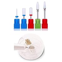MELODYSUSIE Ceramic Nail Drill Bits Set with Cleaner Brush Case
