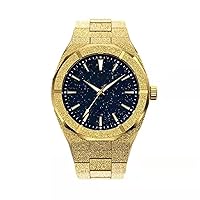 Men's Watches Gold Luxury Watch Chronograph Stainless Steel, Blue Dial, Quartz Movement AP Style