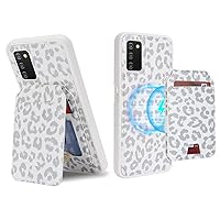 Ｈａｖａｙａ for Samsung Galaxy A03S Phone case Wallet Galaxy A03S Phone case with Card Holder Samsung A03S Phone case Wallet Magnetic Detachable Leather Cover-White Leopard Print