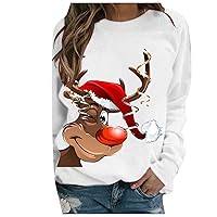 Christmas Shirts for Women 2022 Snowflake/Reindeer/Christmas Tree Plaid O-Neck Sweater Retro Womens Undershirts