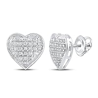 The Diamond Deal 10kt Yellow Gold Womens Round Diamond Heart Earrings 1 Cttw