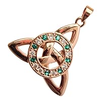 GWG Jewellery 18K Rose Gold Coated Celtic Trinity Knot and Circle Paved with Coloured Stones Pendant Necklace in Gift Box for Women