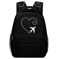 Airplane Heart Laptop Backpack Fashion Shoulder Bag Travel Daypack Bookbags for Men Women