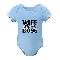 Baby Bodysuit Wife Mom Boss Romper Outfit Inspirational Neutral Baby Pregnancy Announcement Blue, 6months