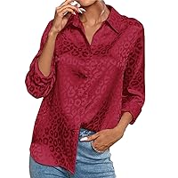 Printed Satin Silk Shirt Women Long Sleeve Button Down Blouse Tops Formal Suit Shirt Fashion Designer Shirt Large Size