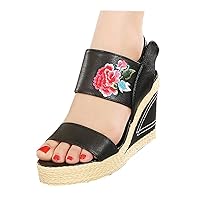 Women and Ladies Chinese Embroidery Wedge Platform Slipper Sandal Shoe