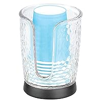 mDesign Plastic/Steel Compact Small Disposable Paper Cup Dispenser Storage Holder for Rinsing Cups on Bathroom Vanity Countertops - Rain Collection - Clear/Black