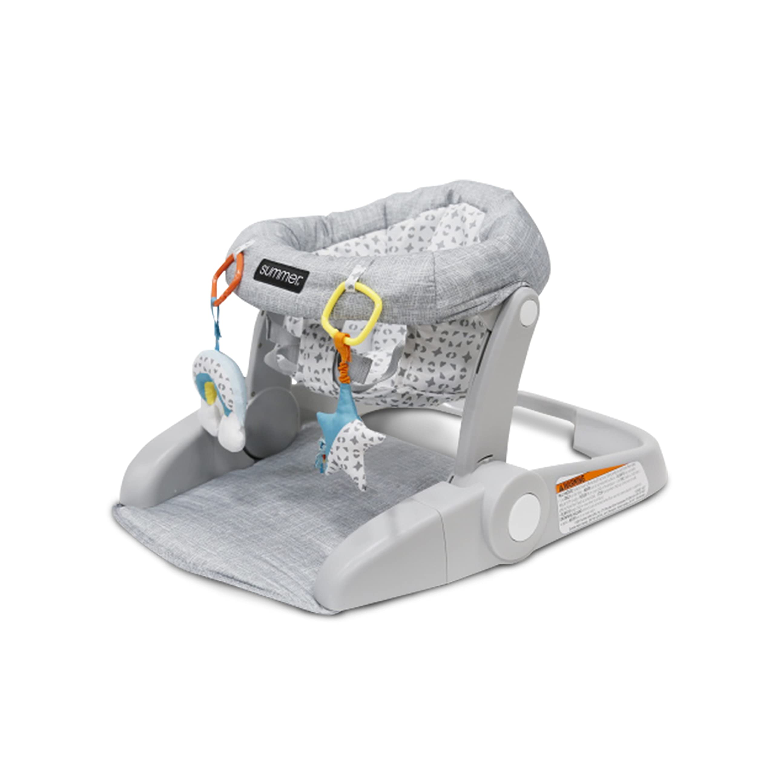 Summer® Learn-to-Sit™ 2-Position Floor Seat (Heather Gray) – Sit Baby Up in This Adjustable Baby Activity Seat Appropriate for Ages 4-12 Months – Includes Toys, Funfetti Neutral