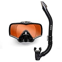 Hi Definition Mask and Snorkel Combo - Single Lens - Snorkel Mask Adult - Scuba Mask and Snorkel Set Adult - Scuba Diving Mask with Valve - Dive Mask - Scuba Diving Accessories - Scuba Gear