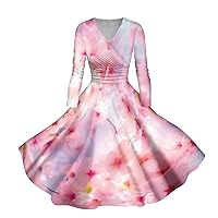 Women's Cocktail Dresses Casual and Fashionable Gradient Printed Long Sleeved V-Neck Sexy Dress