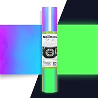 TECKWRAP Glow in The Dark Chrome Adhesive Vinyl, Opal White to Green, 1ft x 5ft for Craft Cutter Sign Plotter Decals Scrapbook Lettering DIY Decorations