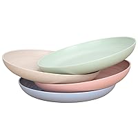 LuckyZone 7.8 Inches Unbreakable Wheat Straw Plates - Reusable Plate Set - Dishwasher & Microwave Safe - Perfect for Dinner Dishes - Healthy, BPA Free & Eco-Friendly (7.8 Inches)