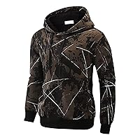 Graphic Hoodies For Men Letter Printed Tie Dye Gradient Flannel Sweatshirt Light Weight Novelty Oversized Pullover Soft