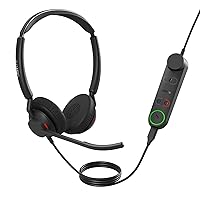 Jabra Engage 50 II Wired Stereo Headset with Link Call Control, Noise-Cancelling 3-Mic Technology and USB-A Cable - Works with all Leading Unified Communications Platforms such as Zoom & Unify - Black