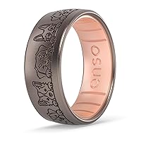 Enso Rings Cares Dualtone Silicone Ring - Dogs All Around - Wild Rose/Rose Gold - 9