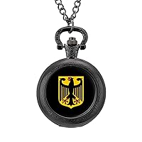 Germany National Emblem Fashion Quartz Pocket Watch White Dial Arabic Numerals Scale Watch with Chain for Unisex