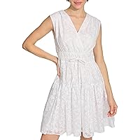 Tommy Hilfiger Women's V-Neckline Petal Burnout Fabric Dress