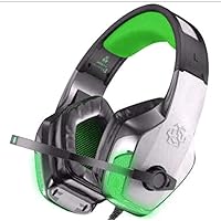 BENGOO V-4 Gaming Headset for Xbox One, PS4, PC, Controller, Noise Cancelling Over Ear Headphones with Mic, LED Light Bass Surround Soft Memory Earmuffs for Mac Nintendo Switch Games - Green