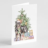 Caroline's Treasures CK8238GCA7P Rottweiler Christmas Presents and Tree Greeting Cards and Envelopes Pack of 8 Blank Cards with Envelopes Whimsical A7 Size 5x7 Blank Note Cards