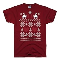 Men's Ugly Christmas Sweater Humping Reindeer T-Shirt T-Shirt XL RED