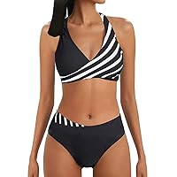 High Waisted Bikini Sets for Women Swimsuits for Women Two Piece Bathing Suits Tank Top with Boyshorts Tummy Control