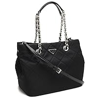 Prada Midnight Black Quilted Tessuto Chain Designer Shoulder Tote Bag for Women 1BG740