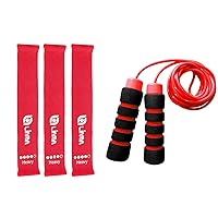 Resistance Bands Set of 3 Heavy Bands and Limm Red Plastic Jump Rope