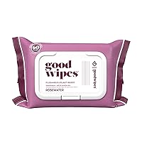 Goodwipes Flushable & Plant-Based Wipes with Botanicals | Dispenser for At-Home Use | Rosewater with Aloe Septic and Sewer Safe | 60 count - Biggest Adult Wipes