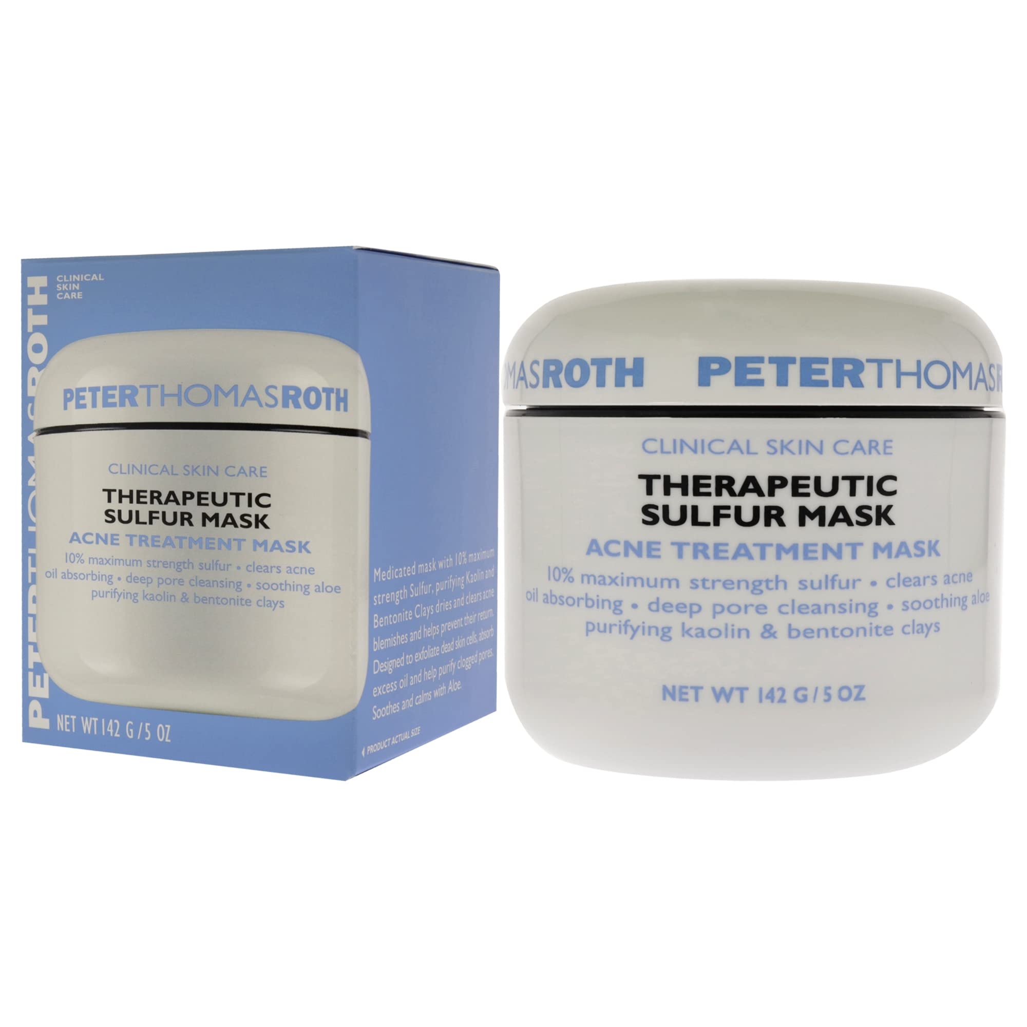 Peter Thomas Roth | Therapeutic Sulfur Acne Treatment Mask | Maximum-Strength Sulfur Mask for Acne, Clears Up and Helps Prevent Acne Blemishes, Oil Absorbing and Pore Cleansing