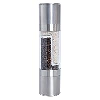 2 in 1 Salt and Pepper Grinder Stainless Steel Manual Pepper Mill Adjustable Coarseness Ceramic Spice Grinder Dual Refillable Salt Pepper Mill Shaker for Camping Travel Outdoor Home BBQ