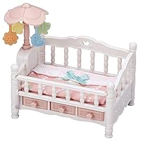 Crib with Mobile - Interactive Dollhouse Furniture Set with Working Features
