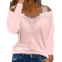 Crop Tops for Women Pack of 3 Women Off Shoulder Sleeve Womens Long Sleeve Solid Casual Tops Sexy Shirt Lace L